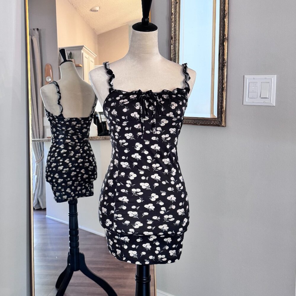 Black Daisy Mini Dress